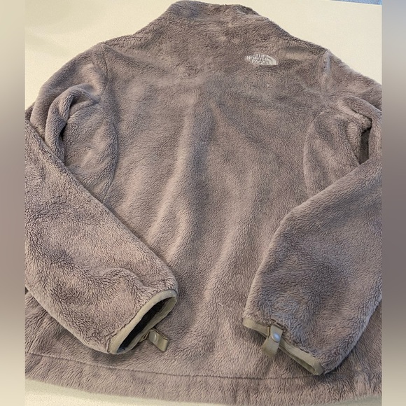 The North Face Jacket Zip Up Medium Gray Fleece Fuzzy Long Sleeve Sherpa Hiking - Picture 2 of 6